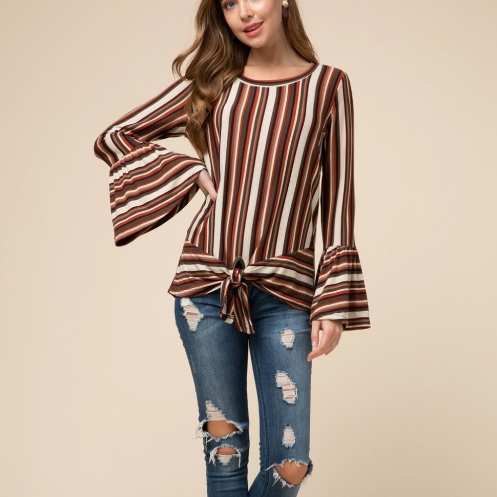 Striped Round-Neck Top - Picture 2 of 5